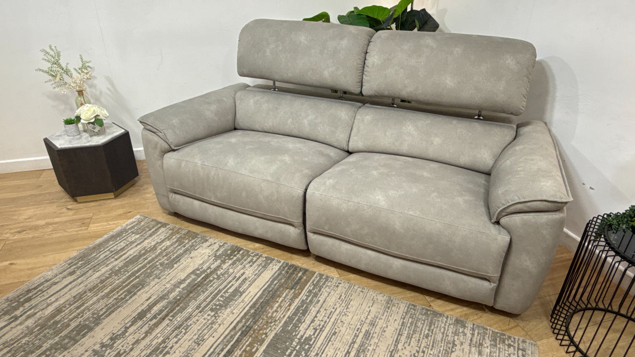Sofology Hugo Fabric 2.5 Seater Power Recliner/Headrest in Lifestyle Flecked Stone