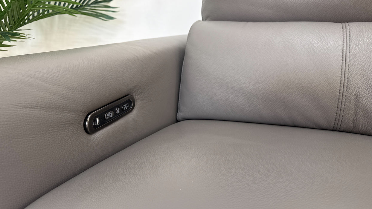 Sofology The Ravello Leather 2.5 Seater Power Recliner/Headrest in Trusty Embossed Elephant