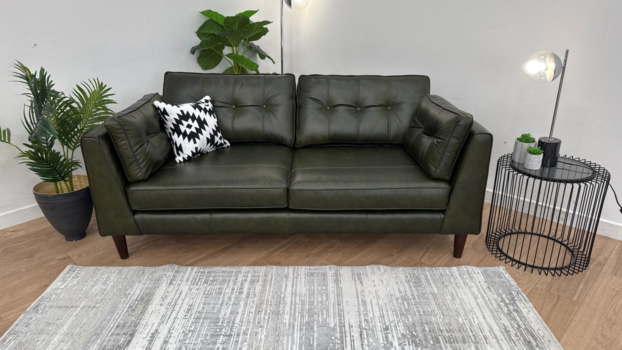 Cricket 3 Seater Sofa - Leather - Green Leather Mix