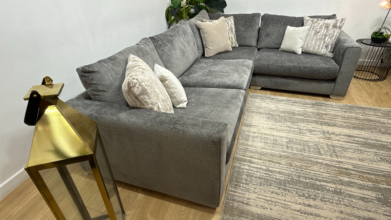Sofology Majestica Fabric 3 Corner 1 in Teddy Chenille Grey Mix