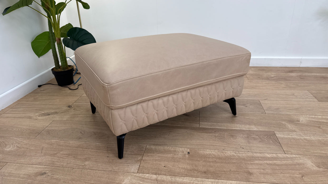 Sofology Muse Leather Designer Footstool in Relaxed Matt Fawn