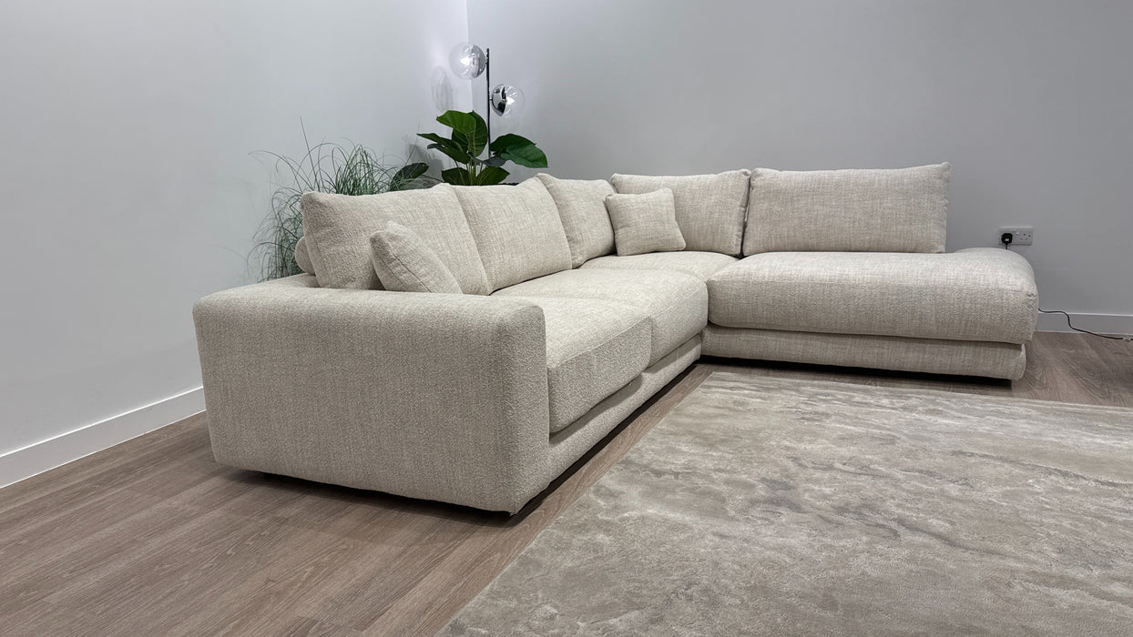 Sofology Amalfi Fabric 2 Corner 1 Chaise in Micro Flecked Boucle Natural