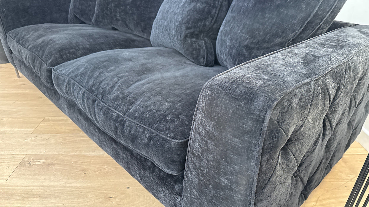 Sofology Rococo Fabric 4 Seater in Chunky Chenille Black Mix