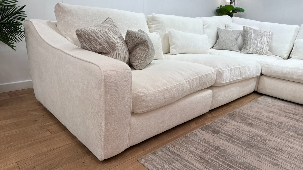 Sofology Bellagio Fabric 3 Corner 3 Reversible Feather Flex Seats in Chunky Luxe Chenille Snow Mix