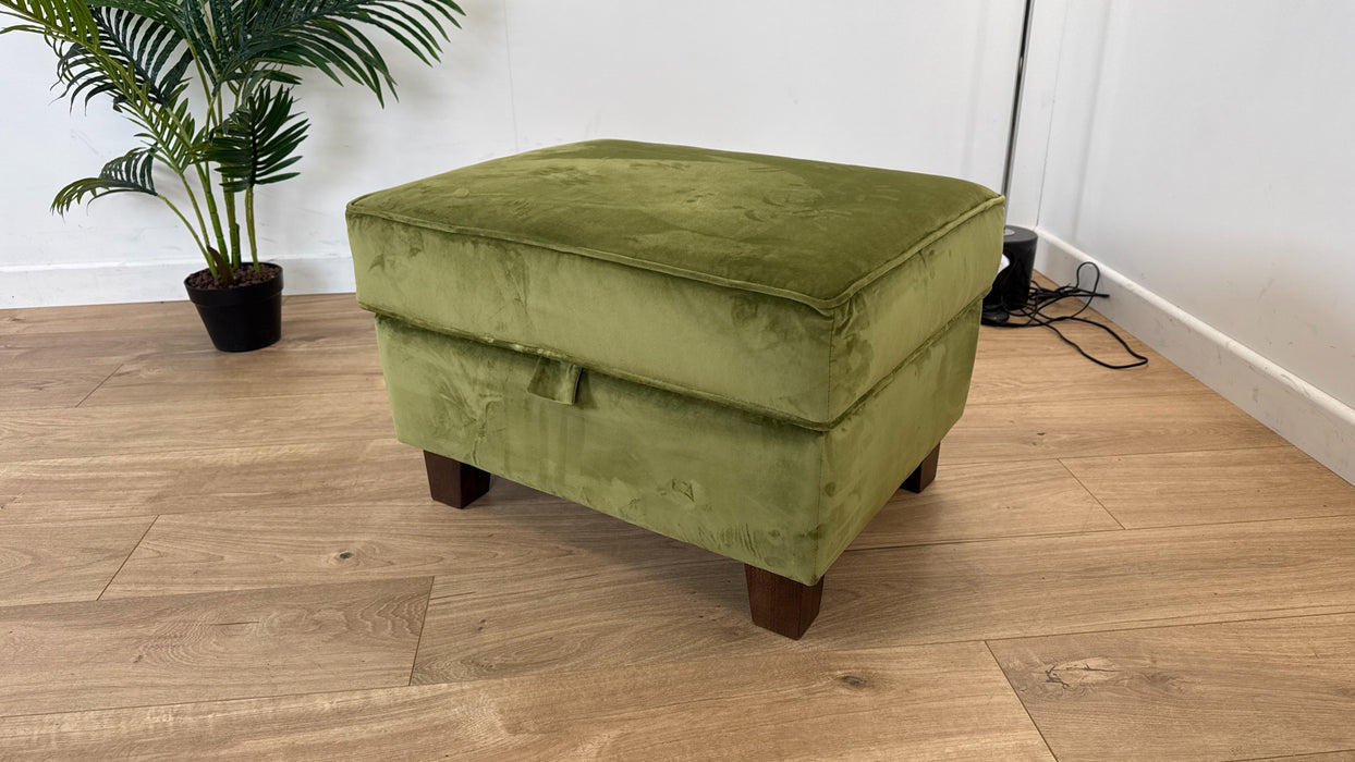 Canterbury  - Fabric Storage Footstool - Velvet Green