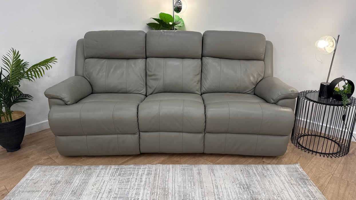 Sofology Gracie Leather 3 Seater Manual Recliner in Trusty Sheen New Club Grey
