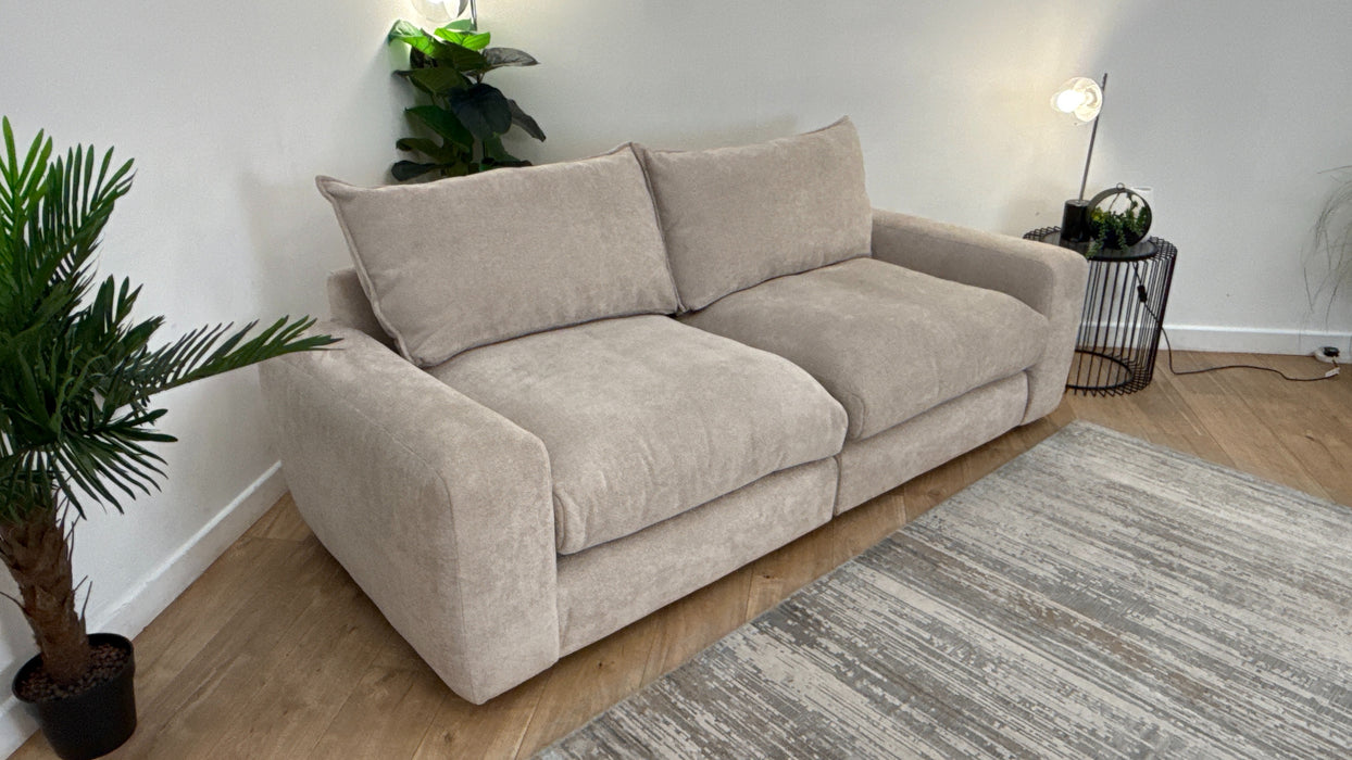 Sofology Haven Fabric 3 Seater Split Full Back Fibre/Foam Seats in Cosy Chenille Pebble