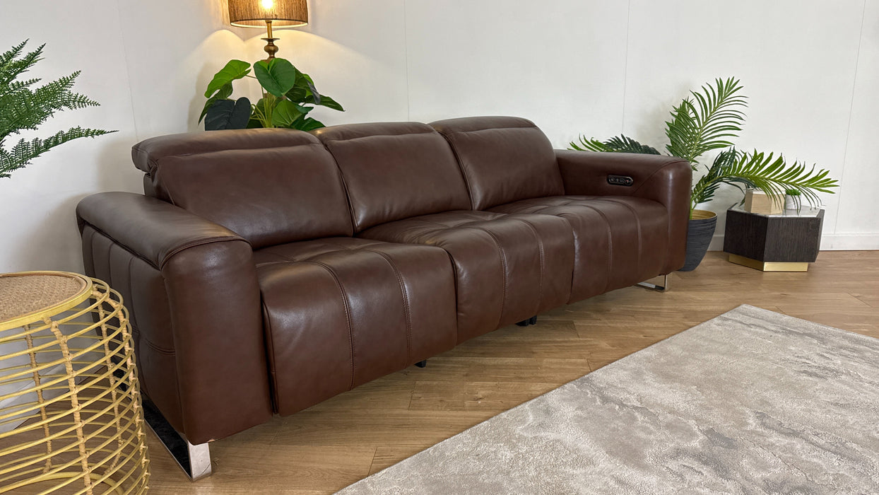 Sofology Marvella Leather 3 Seater Recliner in Trusty Sheen Chocolate