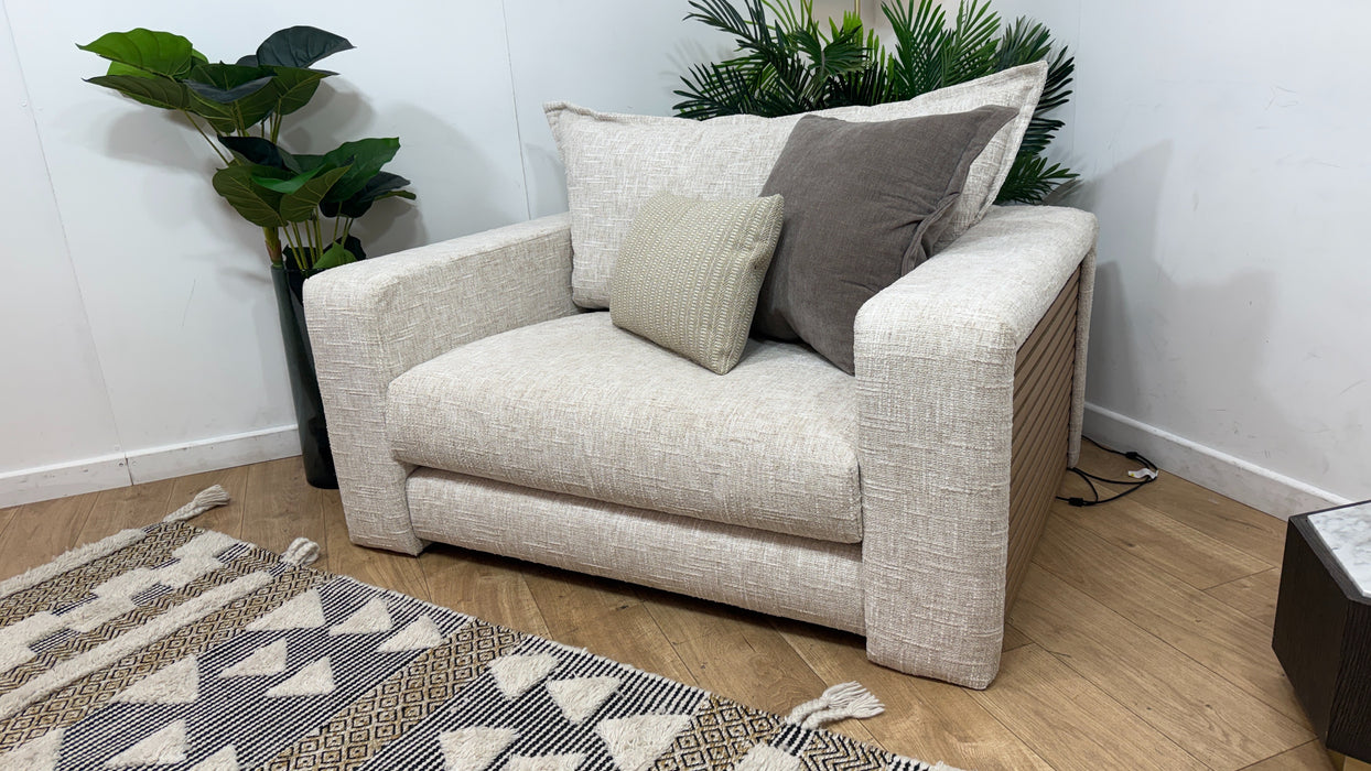 Sofology Cove Fabric Loveseat Light Wood Panel in Artisan Chenille Ecru Mix