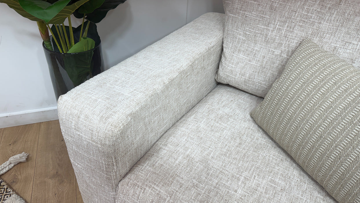 Sofology Cove Fabric Loveseat Light Wood Panel in Artisan Chenille Ecru Mix