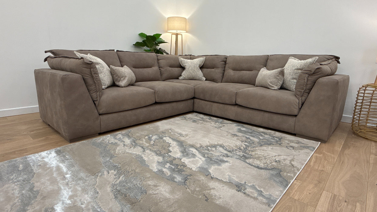 Strato 2 Corner 2 - Leather Sofa - Taupe/Natural Mix