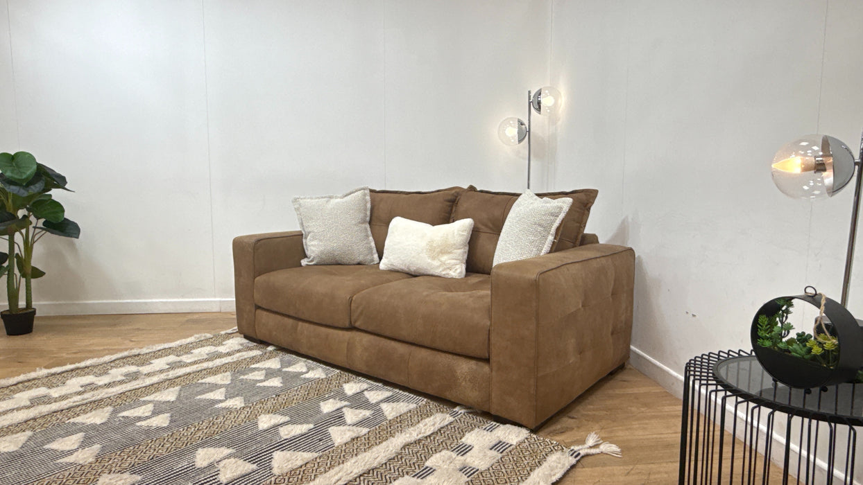 Sofology Artisan Leather 3 Seater in Character Tan/Natural Mix