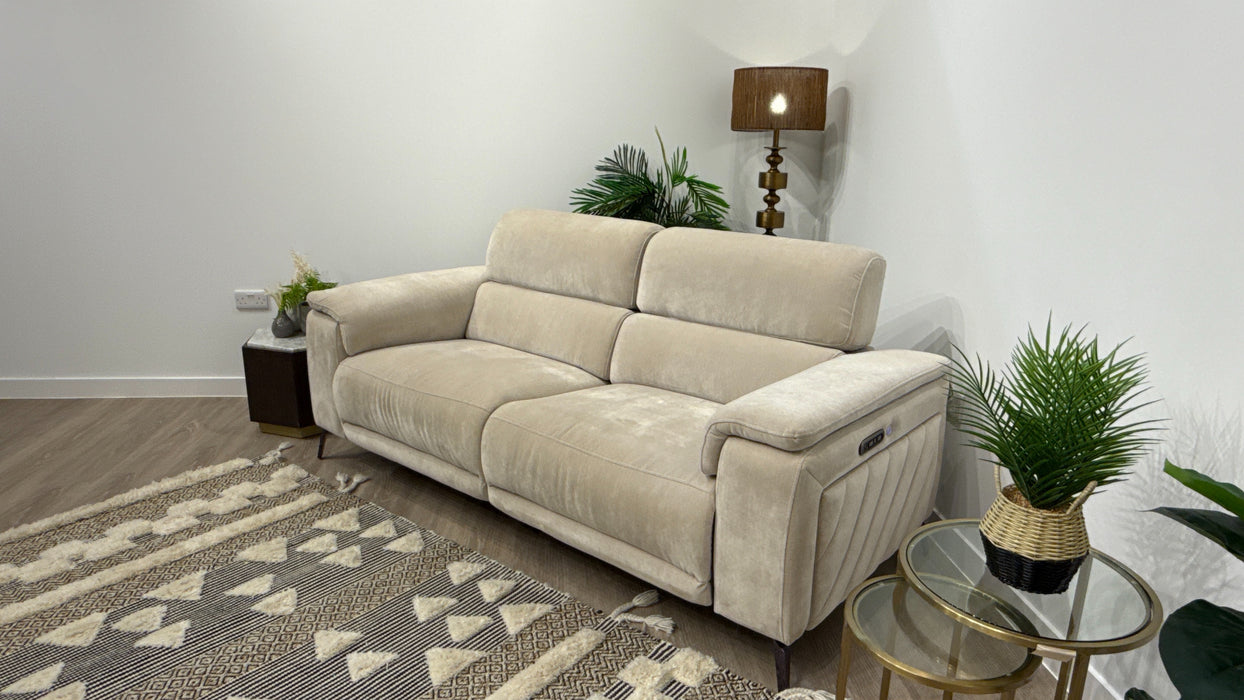 Sofology Fratelli Fabric 2.5 Seater Power Recliner/Headrest in Relaxed Chenille Cotton