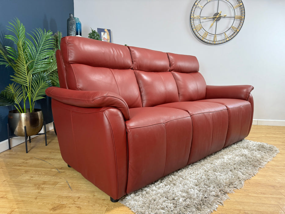 Parker 3 Seater - Trust Sheen Leather Cranberry (WA2)