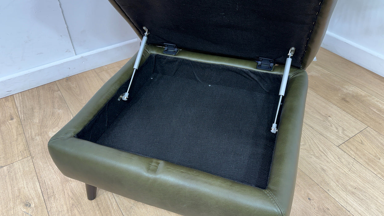 Sofology Leather Hygge Storage Footstool in Relaxed Soft Olive