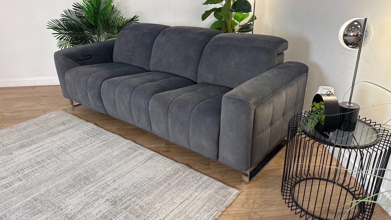 Sofology Marvella Fabric 3 Seater Power Recliner/Headrest in Lifestyle Flecked Charcoal