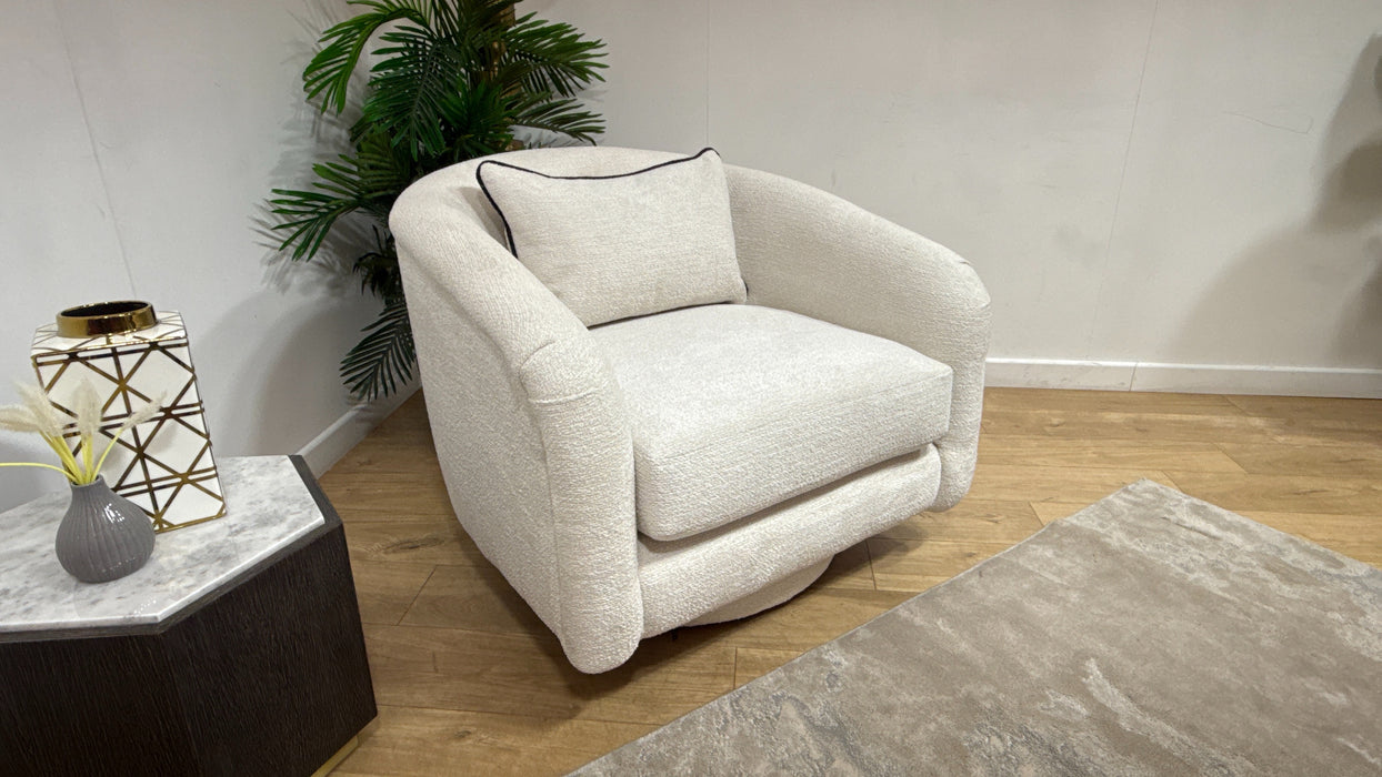 Sofology Westwood Fabric Swivel Chair in Soft Boucle Ecru Mix