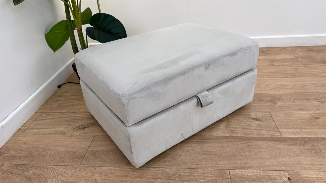Sofology The Fitzrovia Fabric Storage Footstool in Matt Velvet Silver Without Trim