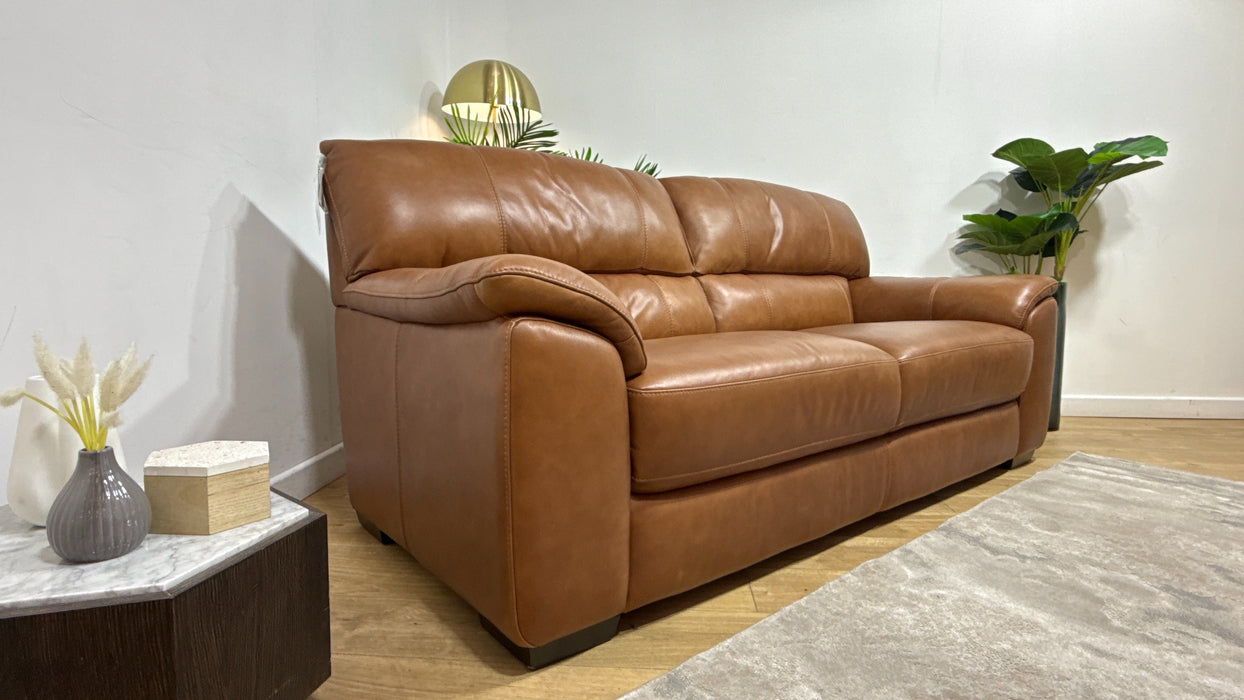 Sofology Santina Leather 3 Seater in Relaxed Soft Tan