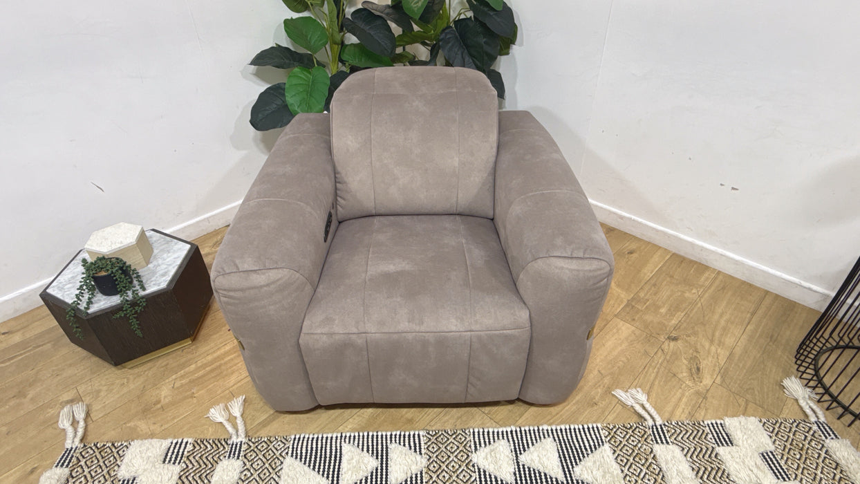 Sofology Lumiere Fabric Chair Power Recliner/Headrest in Lifestyle Flecked Nutmeg