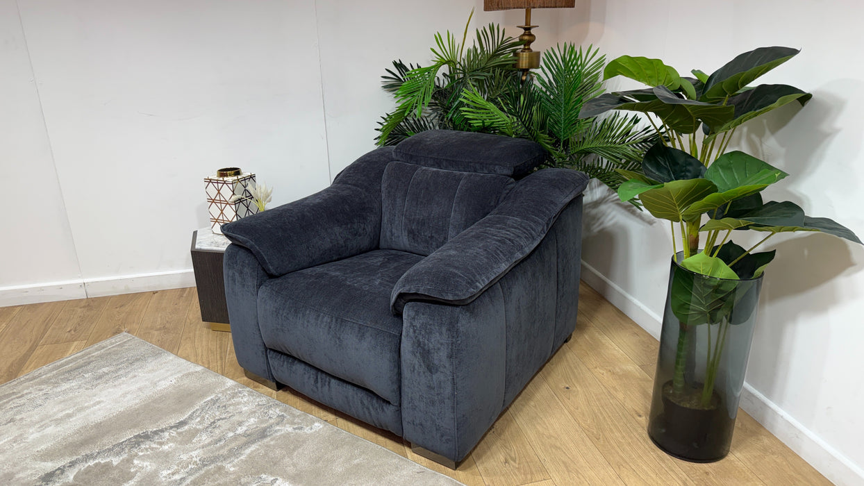 Sofology Carrera Fabric Chair Power Recliner in Relaxed Chenille Ink