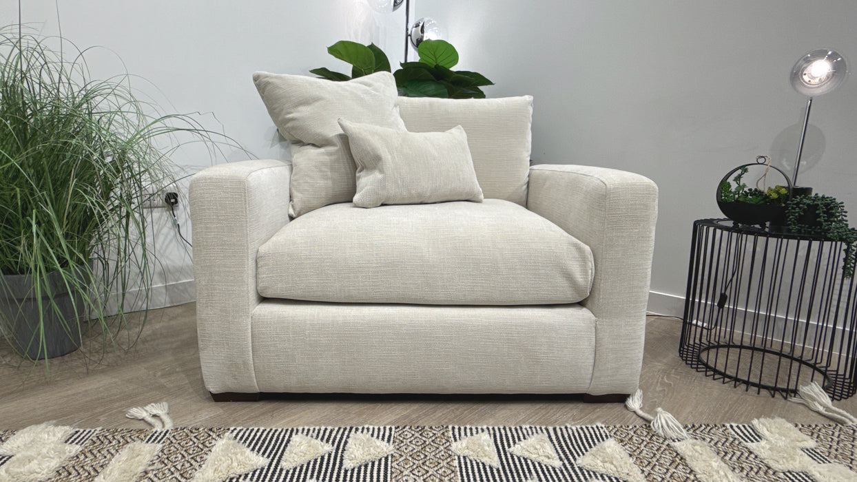 Sofology Moderna Fabric Loveseat Extra Flex Intrerior in Soft Slub Chenille Ivory