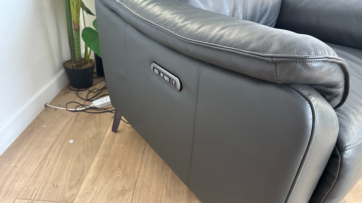 Sofology The Arlo Reclining Chair in Trusty Embossed Leather Charcoal