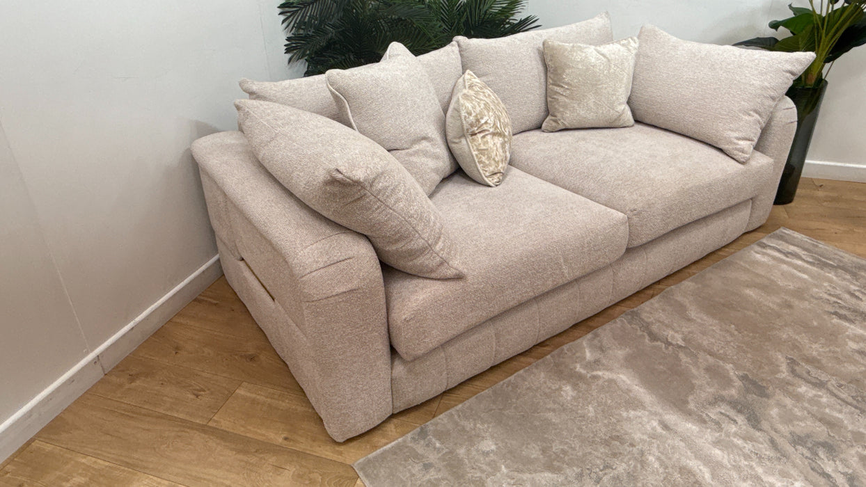 Sofology Westwood Fabric 3 Seater Gold Trim in Teddy Chenille Mist Mix