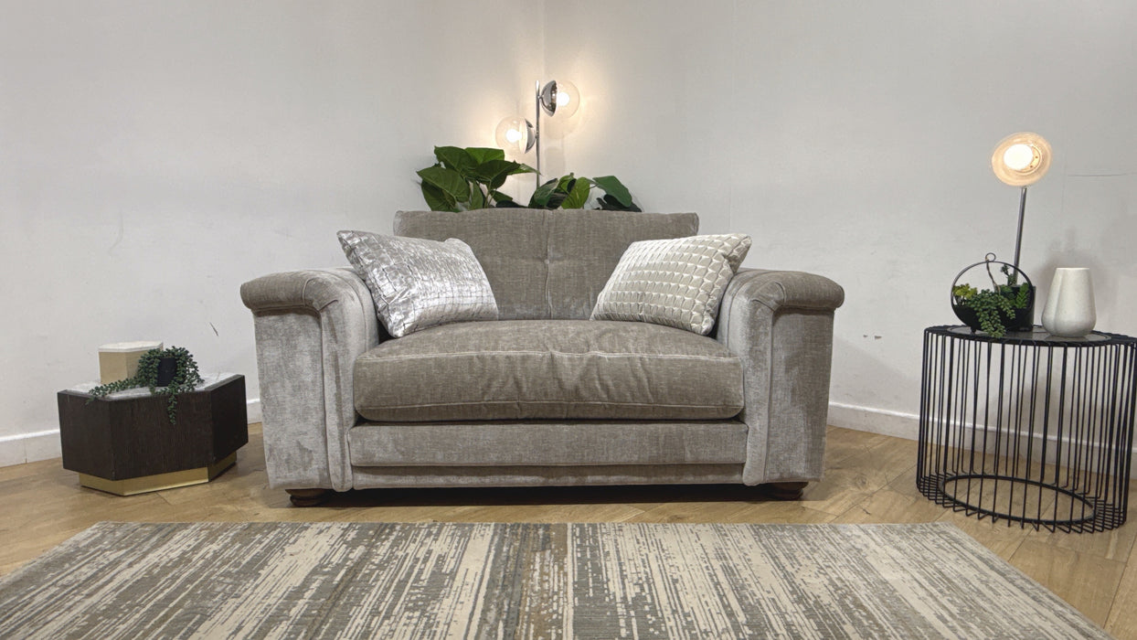 Sofology Regency Fabric Loveseat Foam Seat in Luxe Chenille Stone Mix