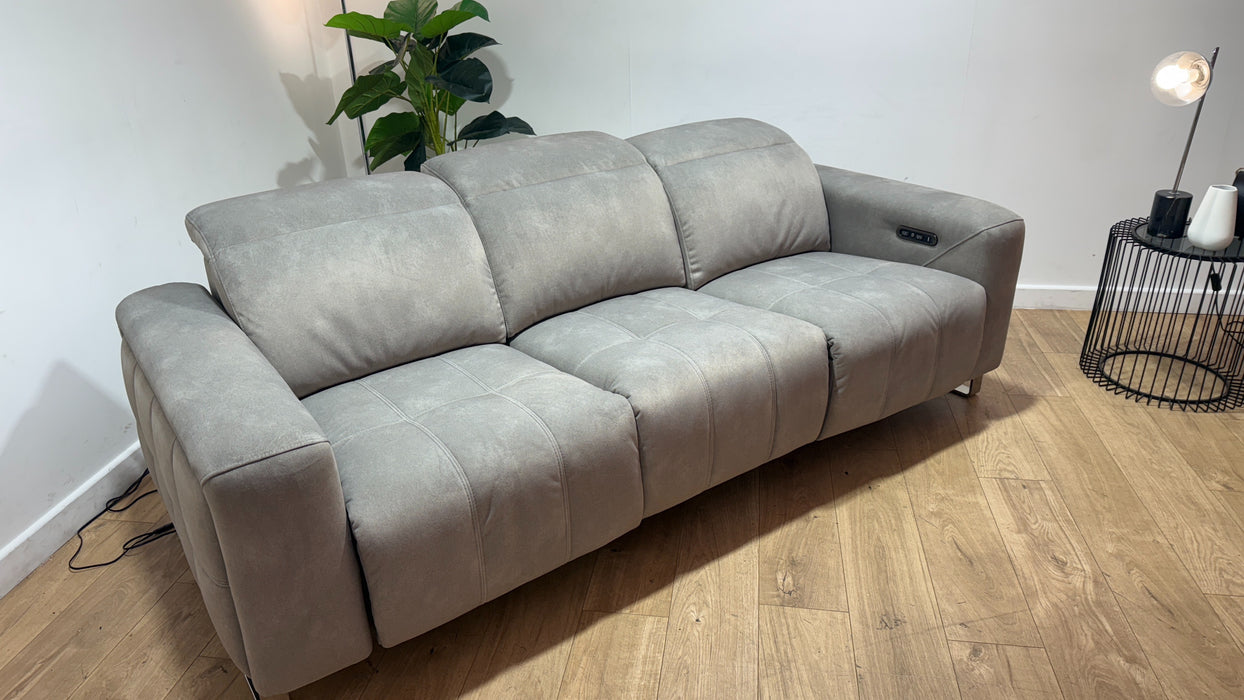 Sofology Marvella Fabric 3 Seater Power Recliner/Headrest in Lifestyle Flecked Stone