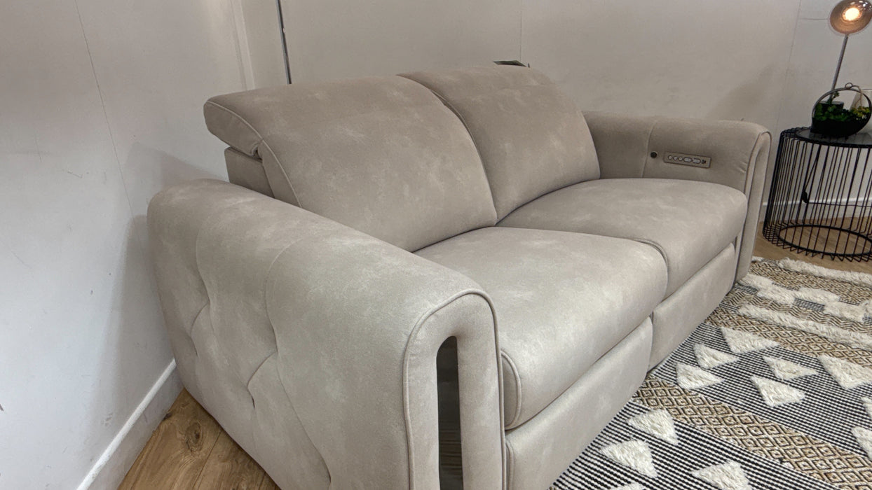 Sofology Kingsbridge Fabric 2 Seater Power Recliner/Headrest Heated Seats in Lifestyle Flecked Ivory