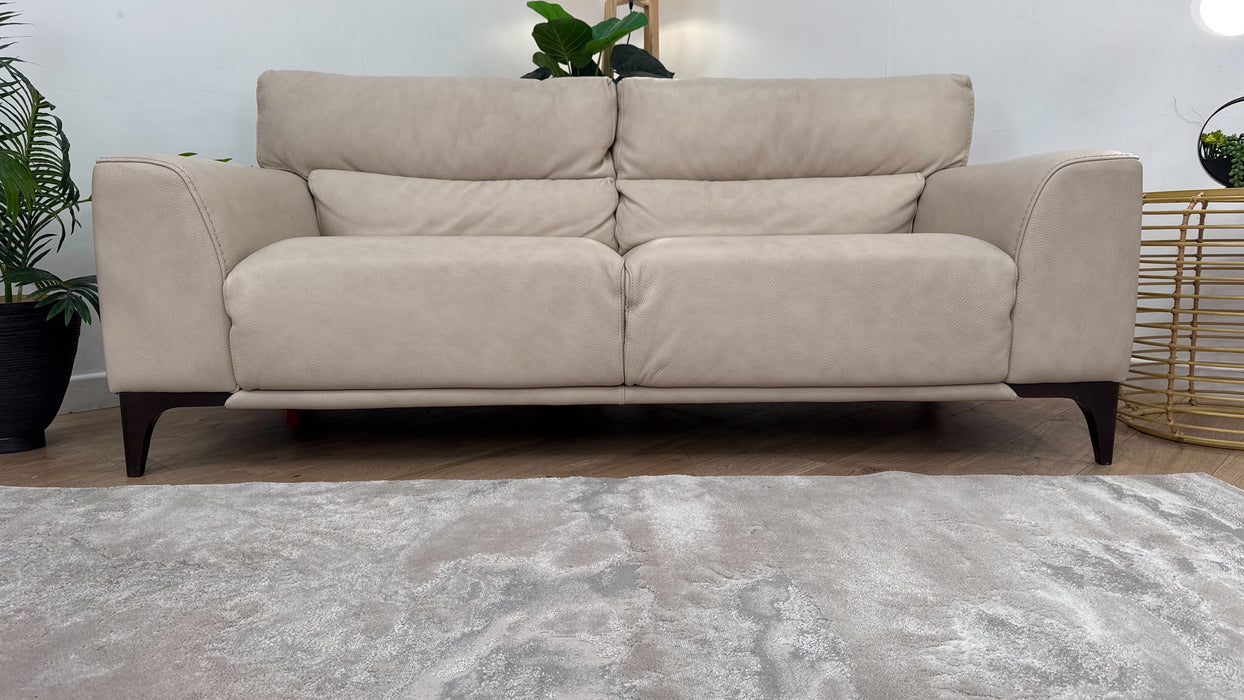 Sofology The Sassari 3 Seater Leather Sofa in Gemini Bone