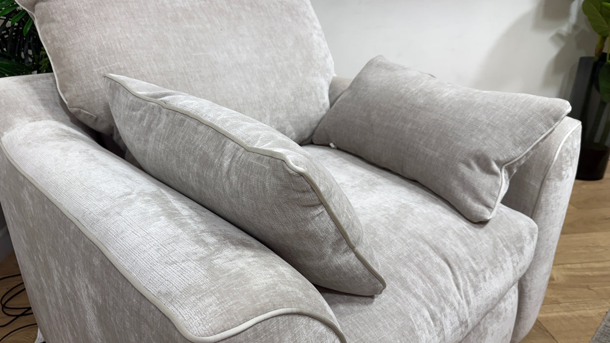 Sofology Georgio Fabric Chair Feather Flex Seat in Luxe Chenille Oyster Mix