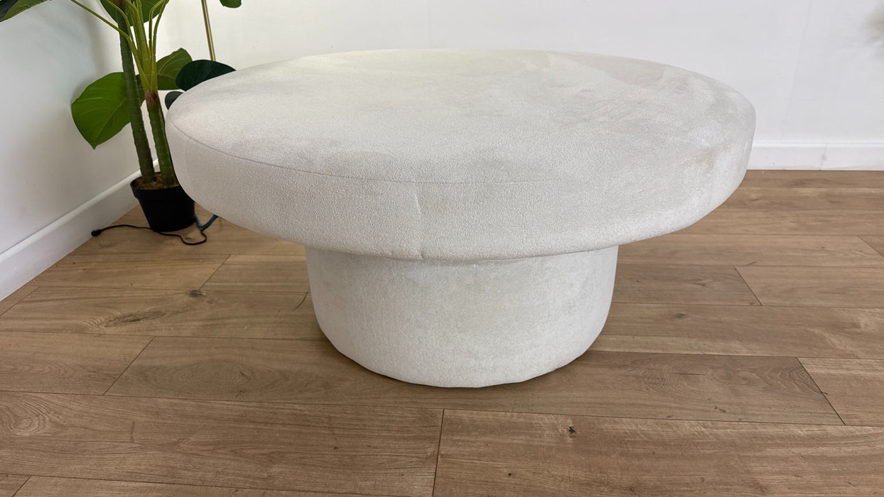 Sofology Luella Fabric Large Designer Footstool in Soft Sherpa Natural