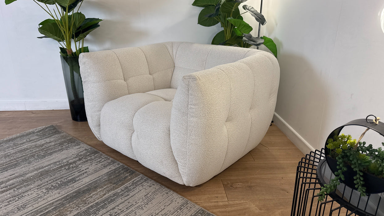 Sofology The Lunar Fabric Swivel Chair in Woven Boucle Linen