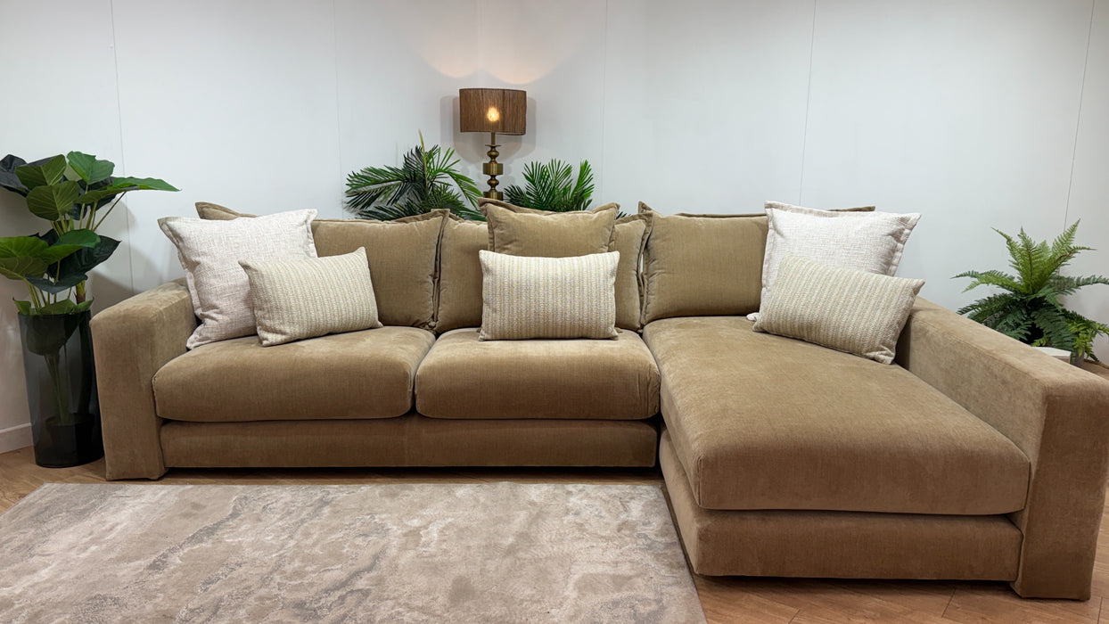 Sofology Cove Fabric Grande Chaise in Soft Chenille Caramel Mix