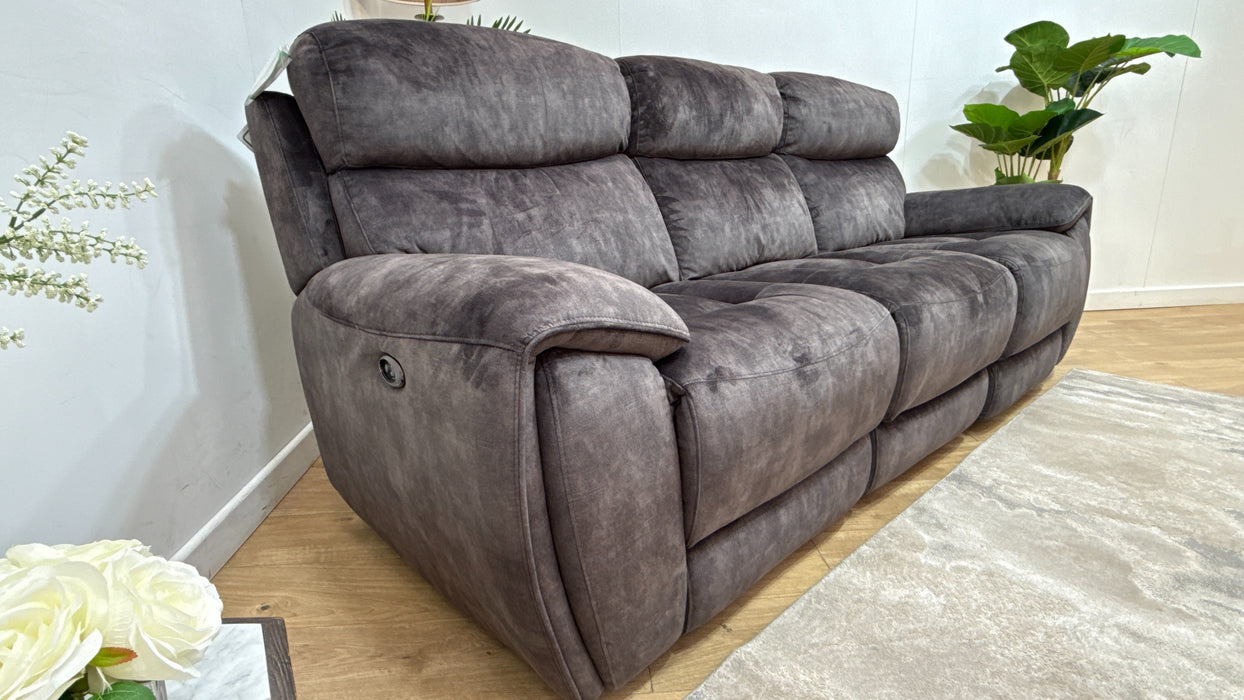 Sofology Radleigh Fabric 3 Seater Power Recliner x 3 in Washed Velvet Charcoal