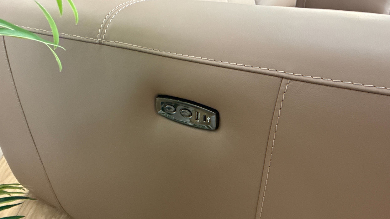 Sofology 2.5 Seater Recliner sofa in Trusty Matt Leather Mushroom