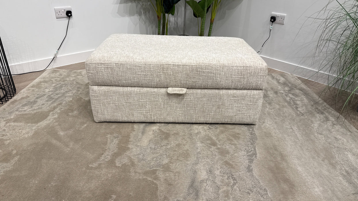Sofology Cove Fabric Large Storage Footstool in Artisan Chenille Ecru