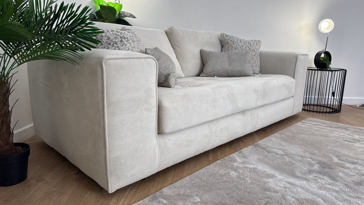 Sofology Ascot Fabric 4 Seater Bench Seat in Soft Sherpa Natural Mix