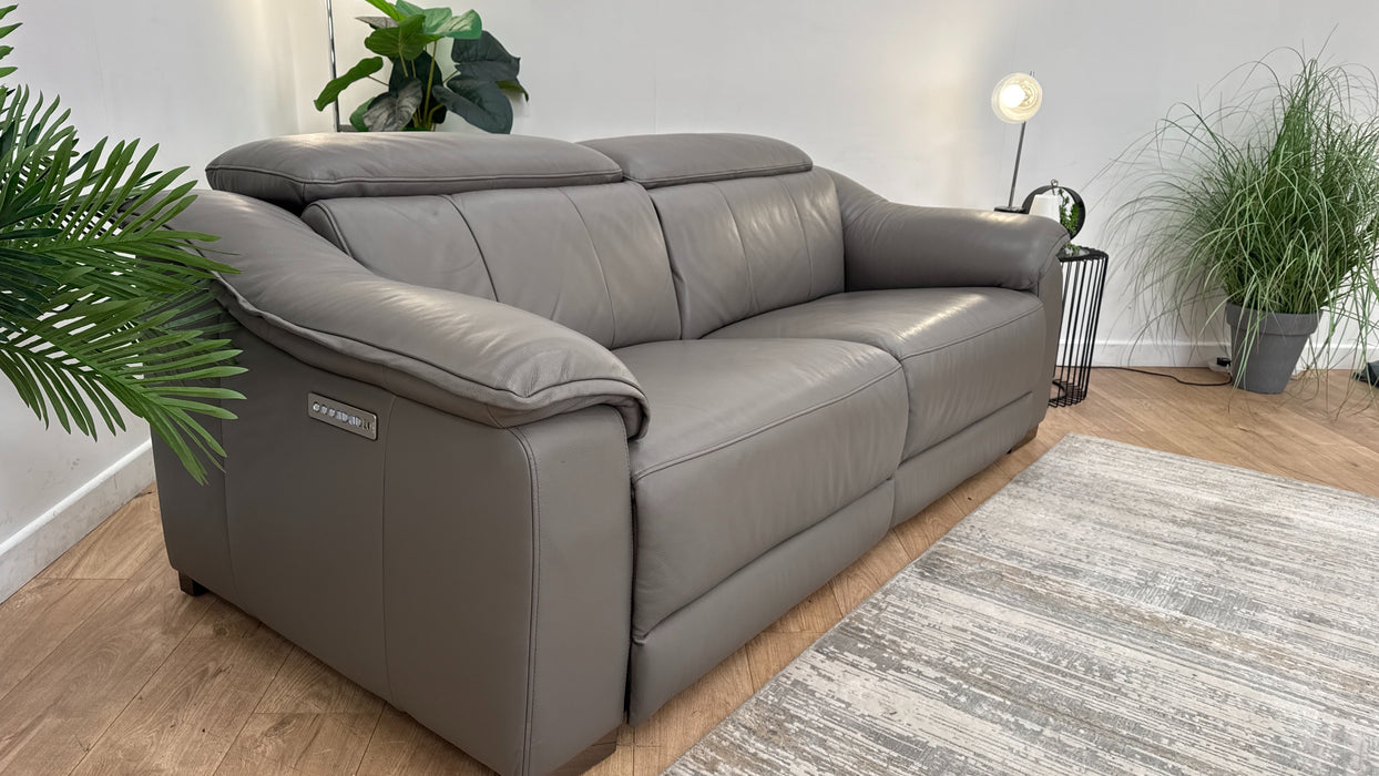 Sofology Carrera Leather 2.5 Seater Power Recliner/Headrest in Trusty Embossed Elephant