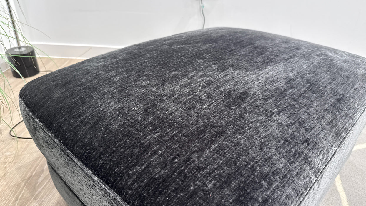 Sofology Sample Obsidian Fabric Designer Footstool in Luxury Textured Chenille Anthracite