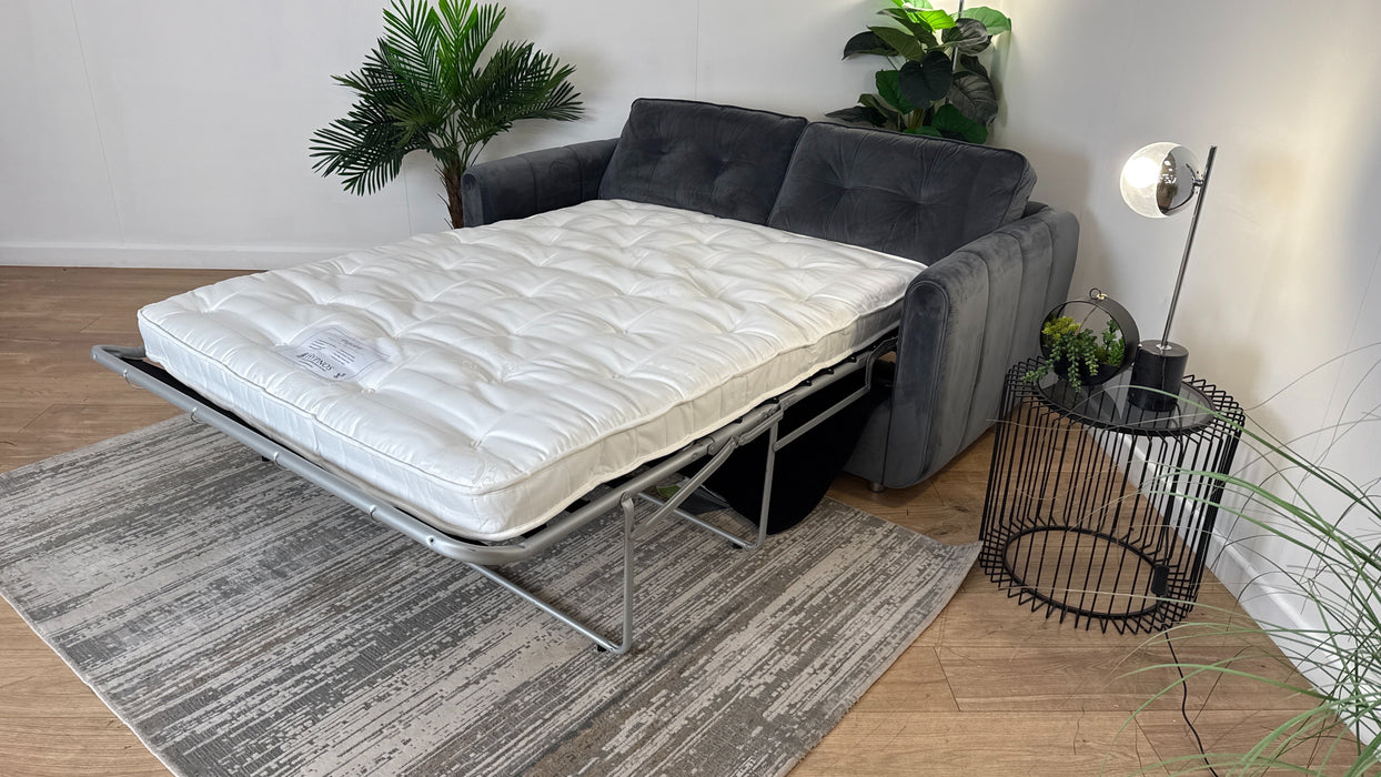 Sofology Islington Fabric 3 Seater Hypnos Deluxe Sofa Bed in Sleek Grey