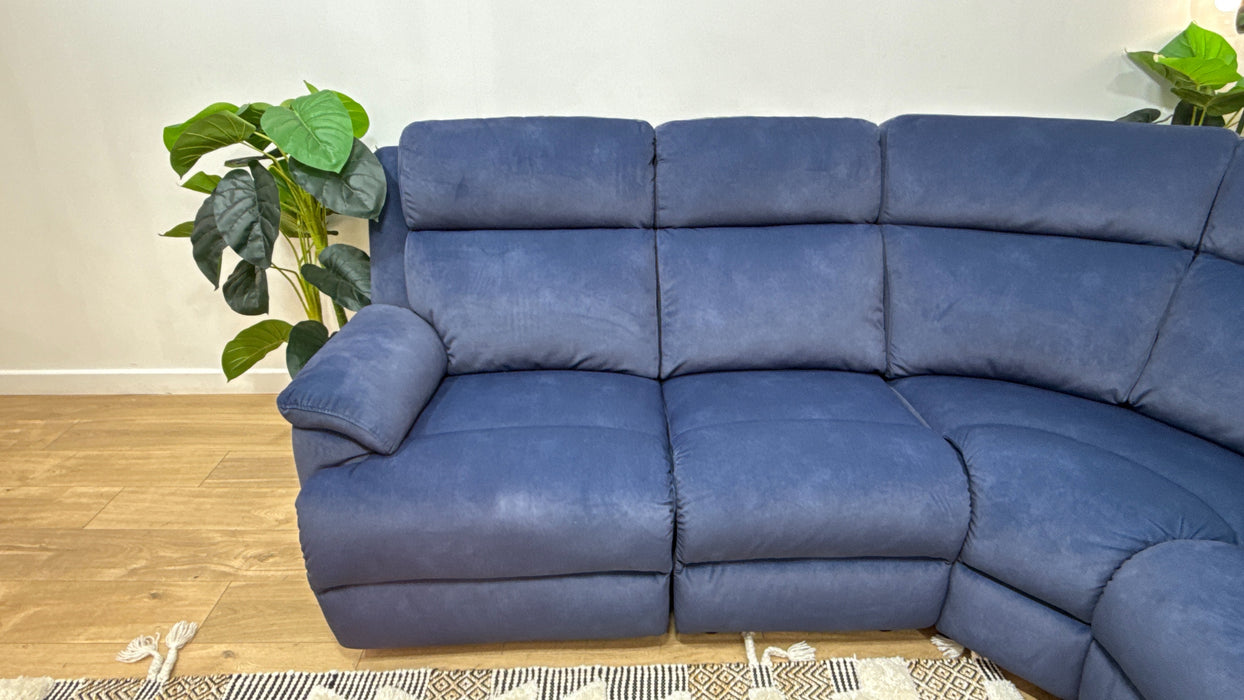 Sofology Gracie Fabric 1 Corner 3 Power Recliner in Lifestyle Flecked Navy