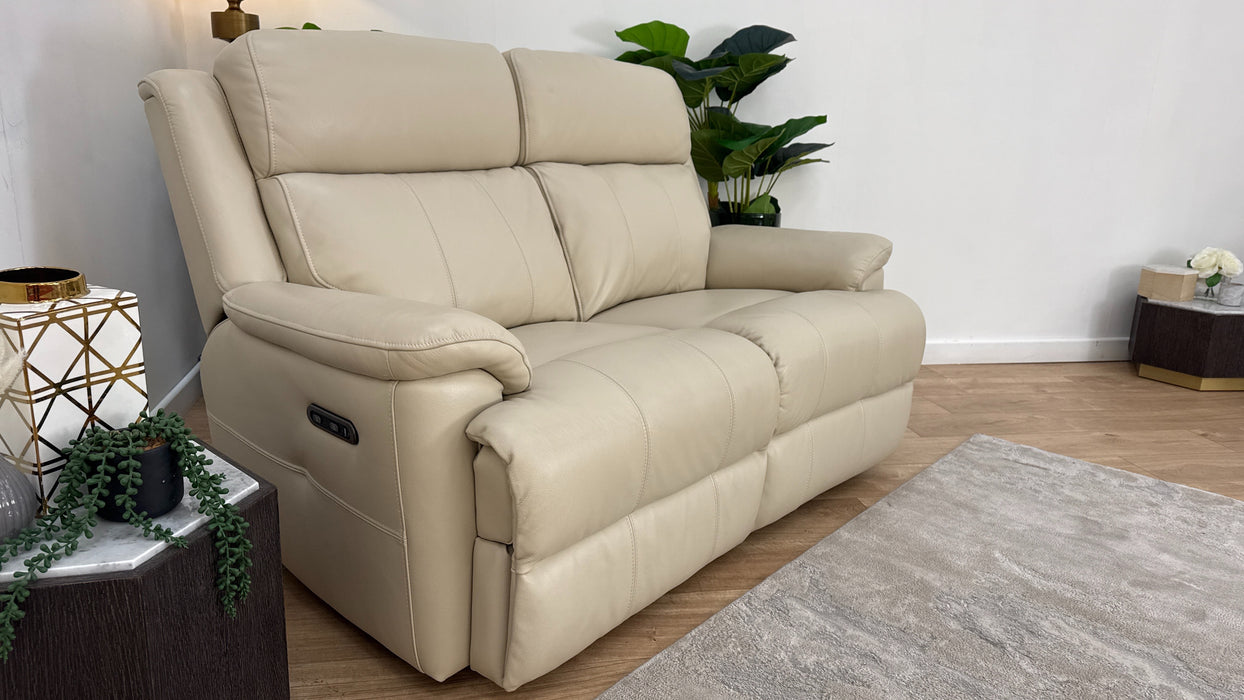 Sofology Gracie Leather 2 Seater Power Recliner in Trusty Sheen Bone China