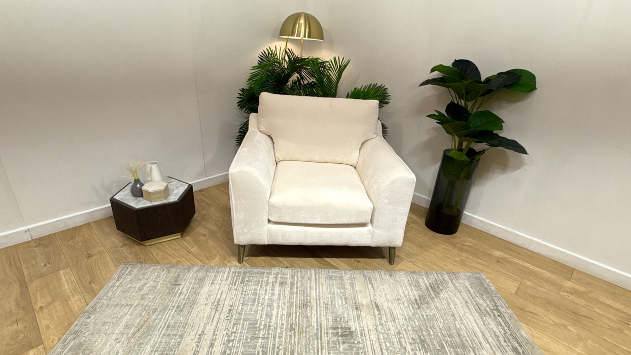 Sofology Mayfair Fabric Chair Foam Seat in Luxury Chenille Milk/Pearl Mix
