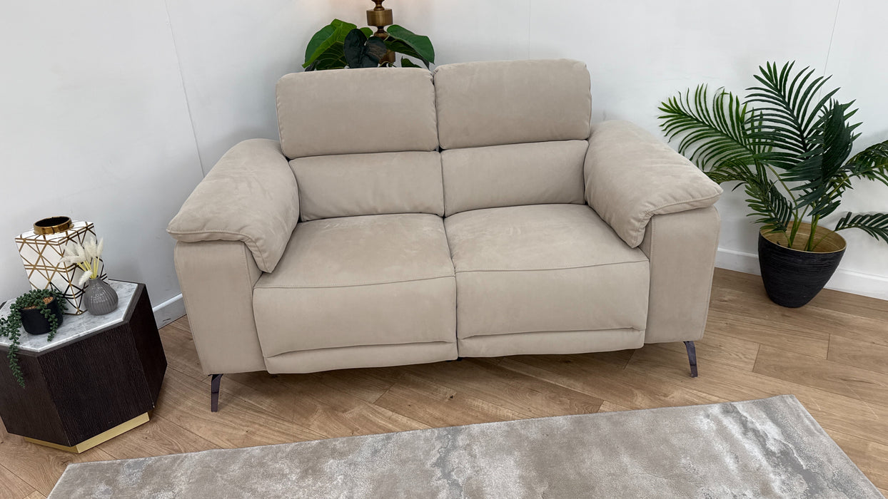 Sofology The Fratelli Fabric 2 Seater Power Recliner/Headrest in Lifestyle Nubuck Feel Stone