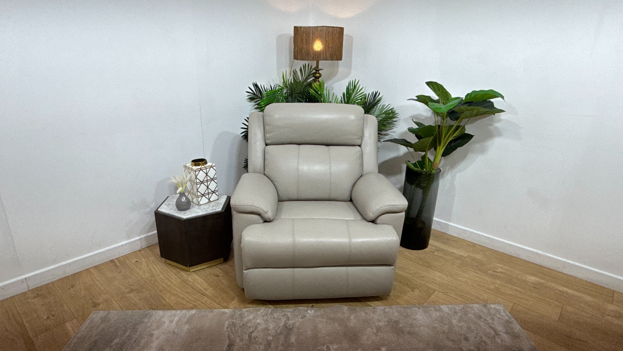 Sofology Gracie Leather Chair Power Recliner/Headrest Massage in Trusty Sheen Lead Grey