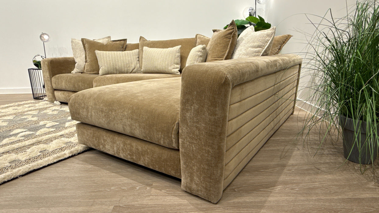 Sofology Cove Fabric Grande Chaise in Soft Chenille Caramel Mix