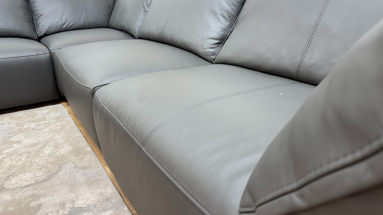 Sofology Tessuto Leather Chaise 1 Corner 3 in Trusty Matt Charcoal